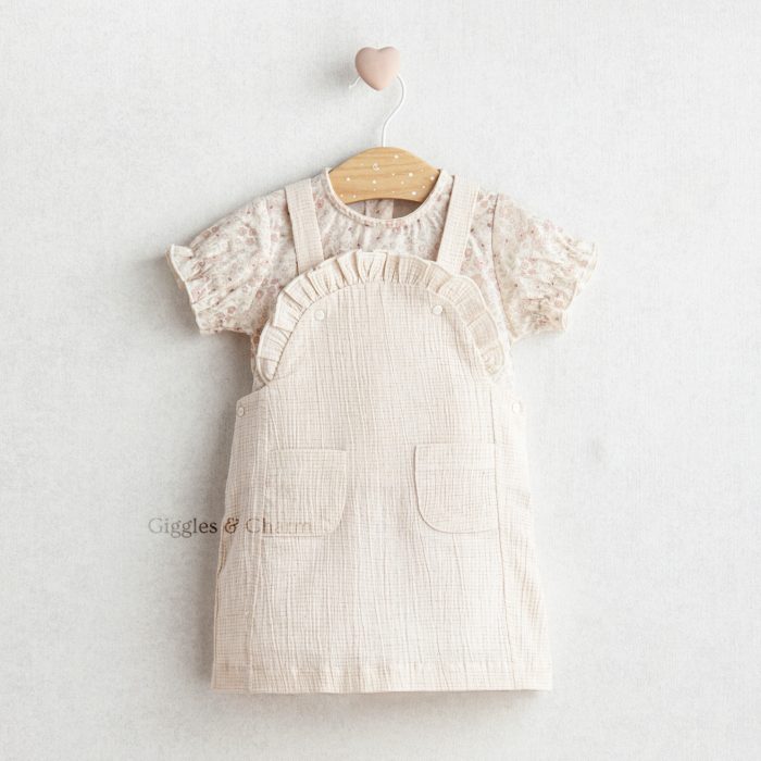 2-Piece Floral Print Top & Overalls set