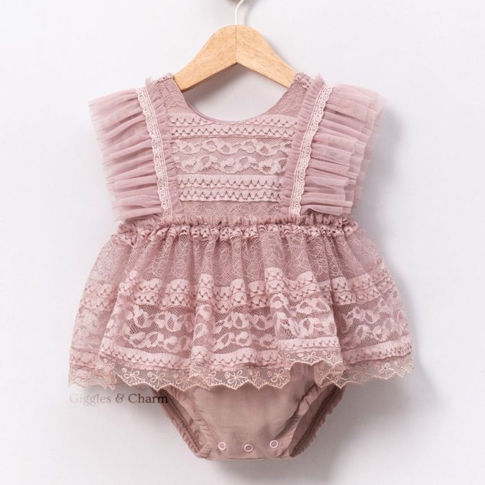 Feathered lace onesie