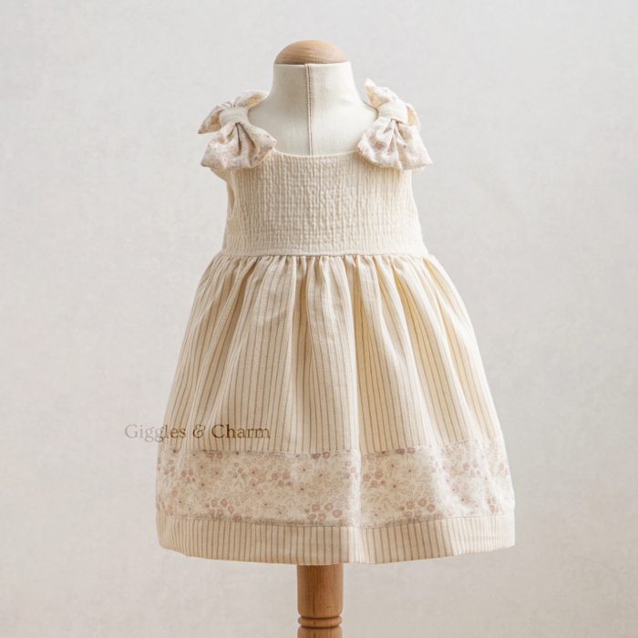 Floral bow cotton dress