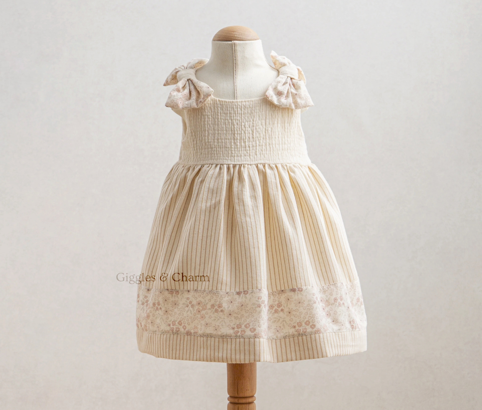 Floral bow cotton dress