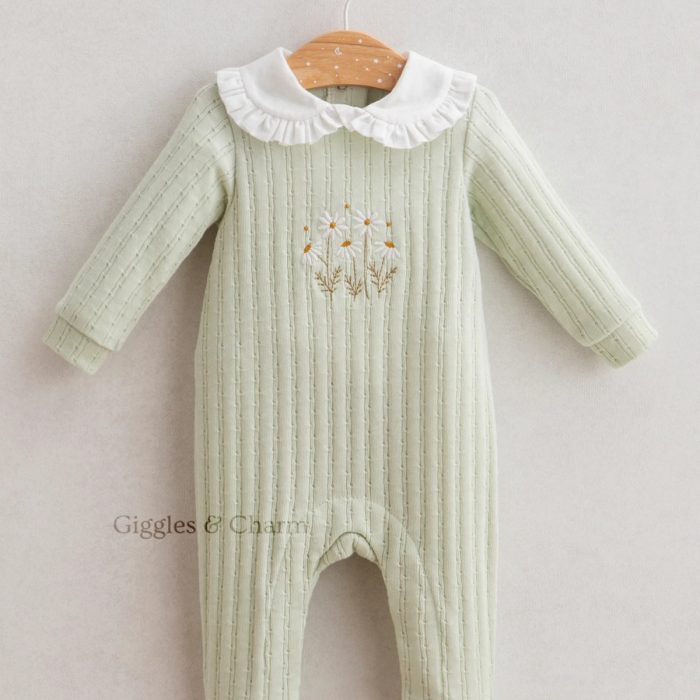 Floral embroidery knit Jumpsuit