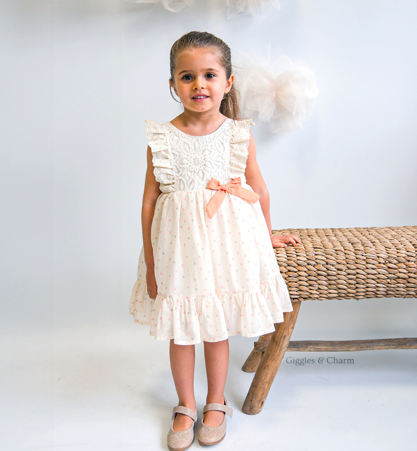 Mini dotted bow dress