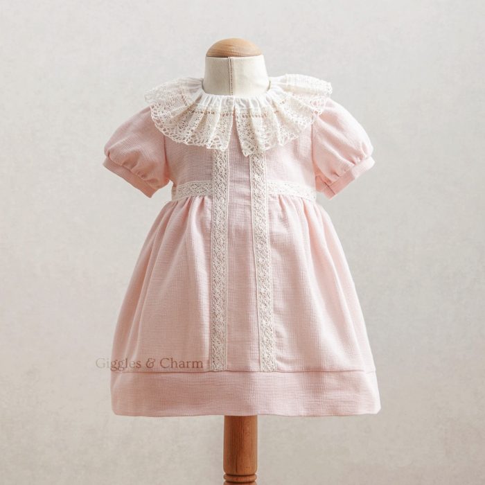 Puff sleeve lace collar dress