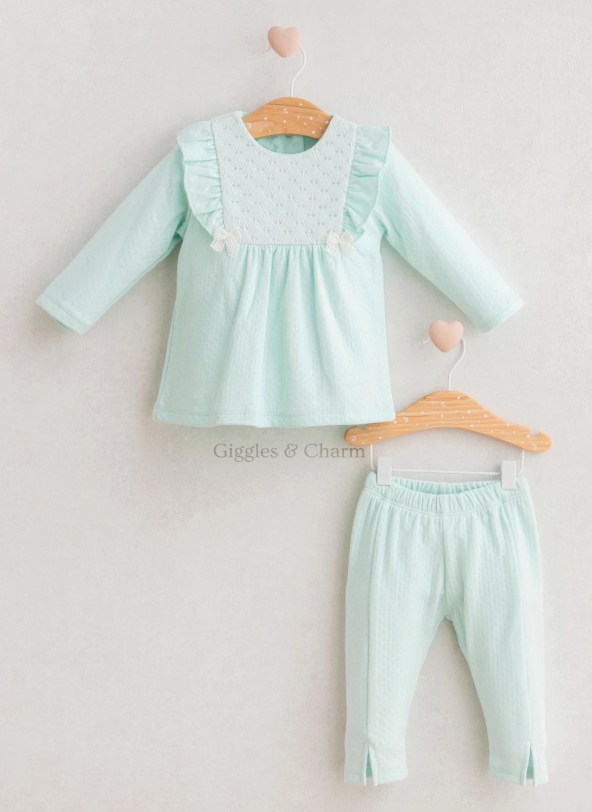 Ruffle shoulder knit top & legging set
