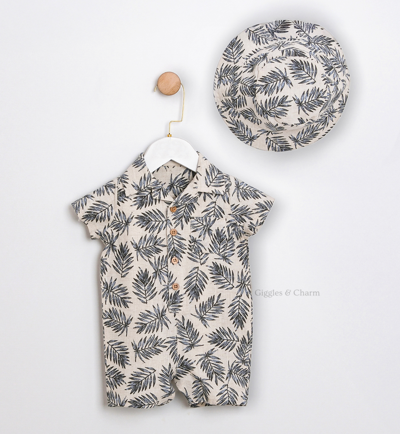 Tropical Romper with matching hat - Image 2