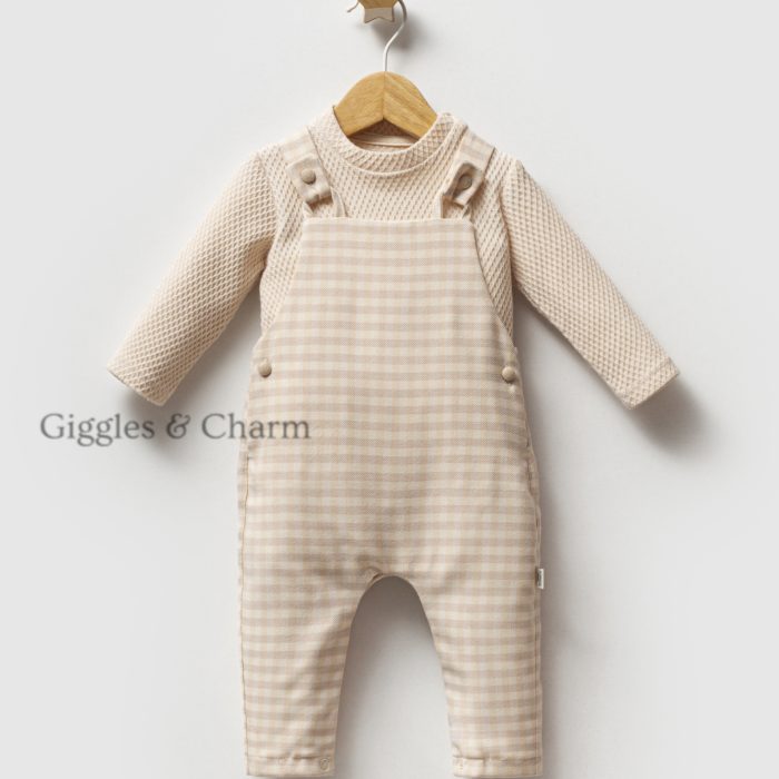 Knit Gingham Overall Set
