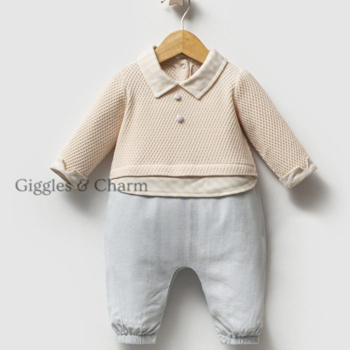 Waffle Collared Knit Jumpsuit