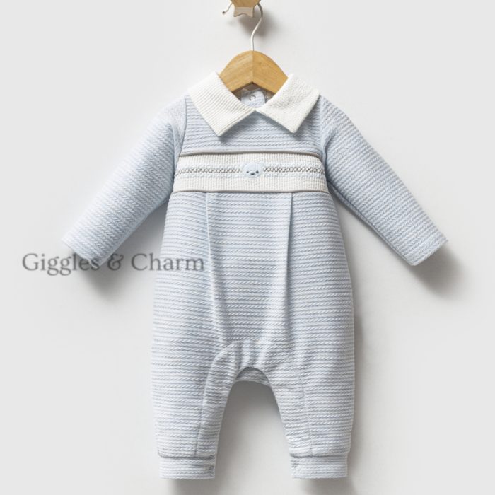 Blue collared knit Jumpsuit