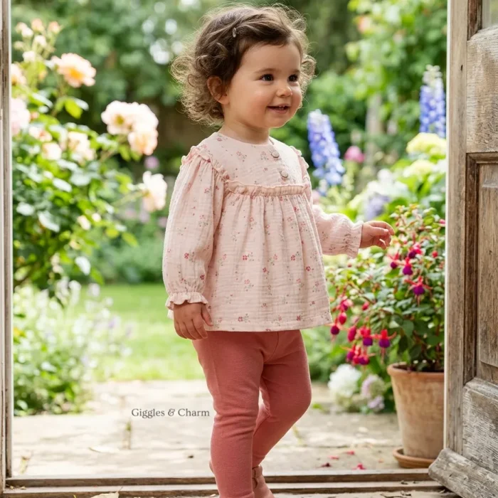 Babydoll floral blouse with Knit leggings