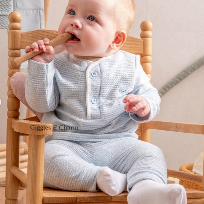 Blue Knit Henley set