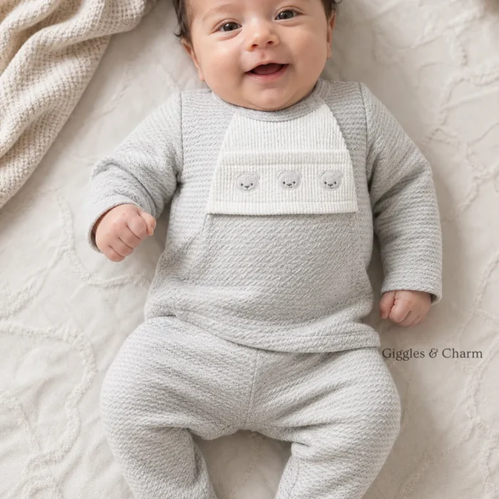 Knit baby boy outfit set