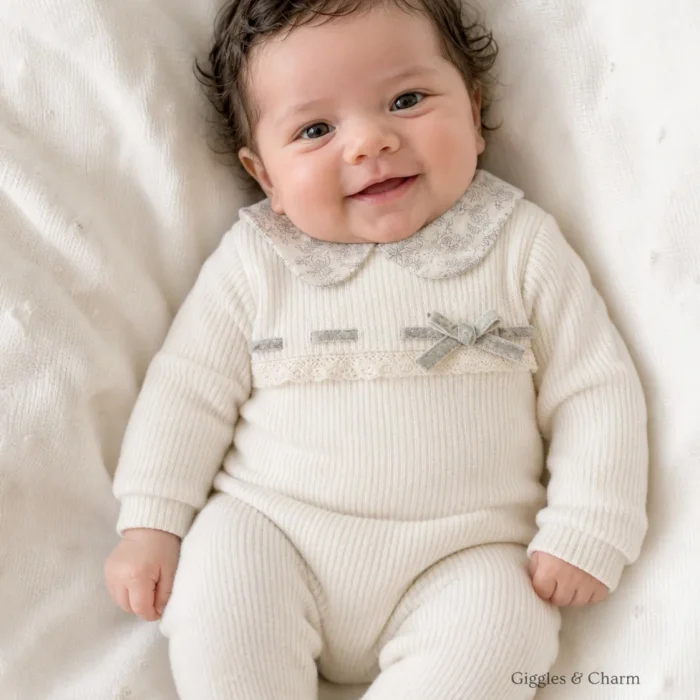 Scalloped collar knit Jumpsuit
