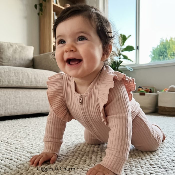 Ribbed Ruffle Zipper Romper