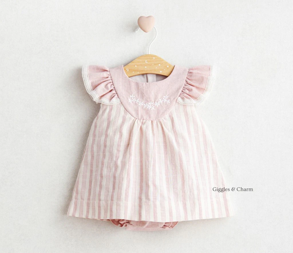 Pink Striped Romper Dress