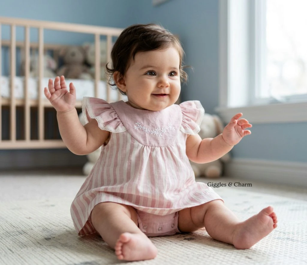Pink Striped Romper Dress