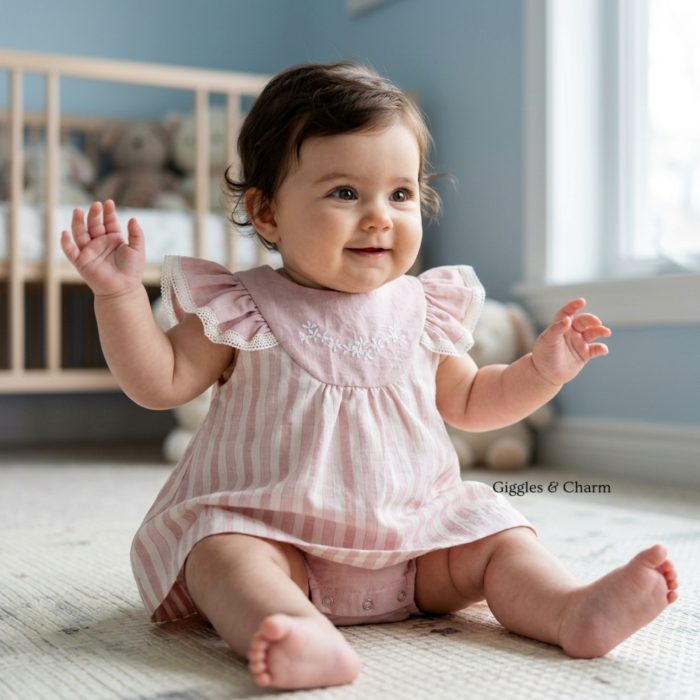Pink Striped Romper Dress