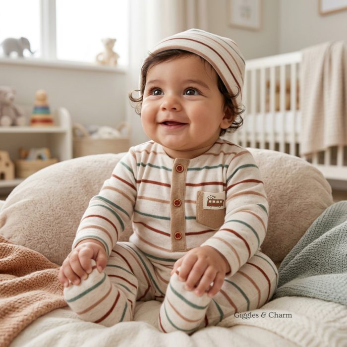 Train Striped Footie