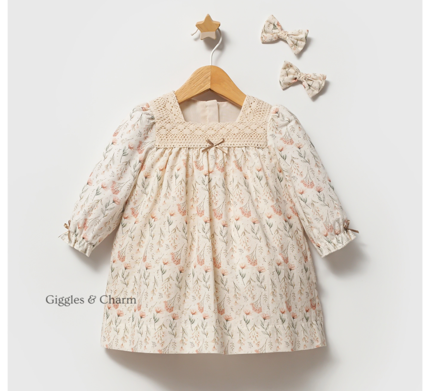 Spring Lace Dress & bow set - Image 3