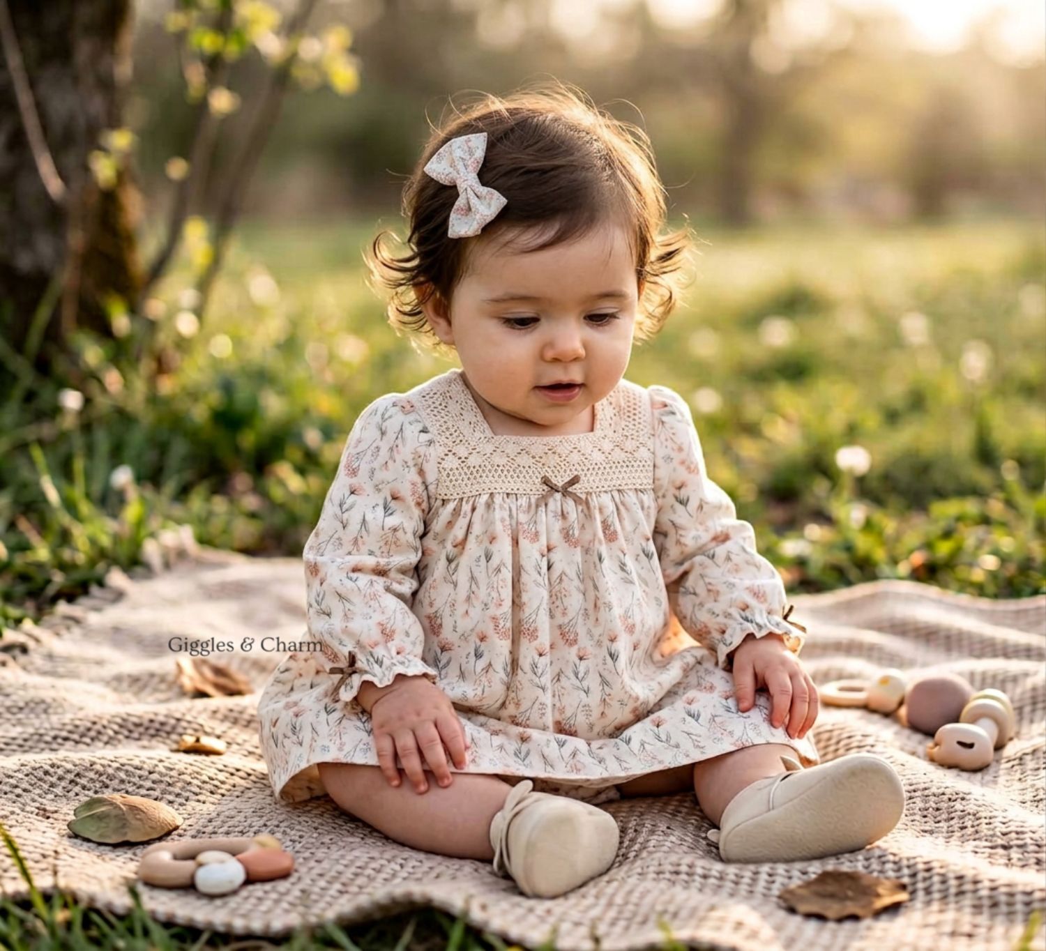 Spring Lace Dress & bow set