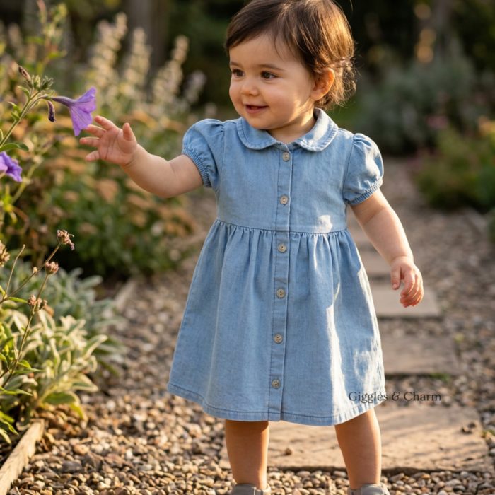 Blue Denim Puff Sleeve Dress