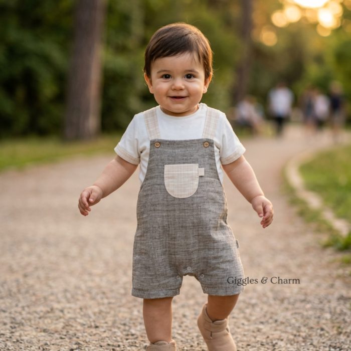 Grey Linen Shortall Set