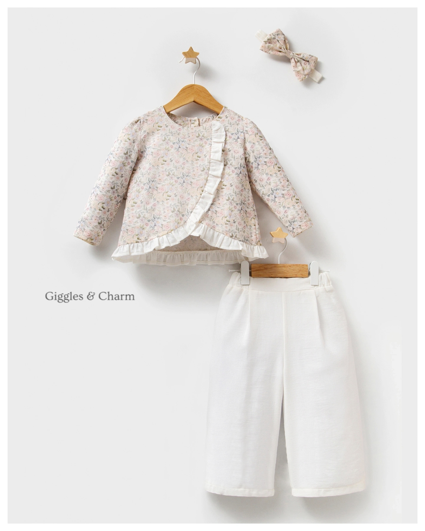 Floral Ruffle Wrap Top & Pants Set - Image 3