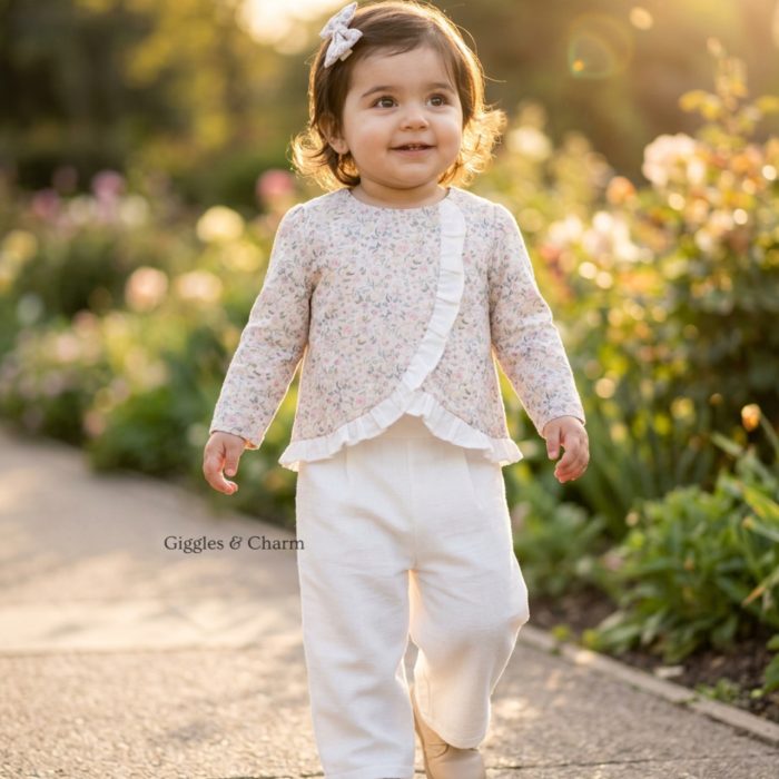 Floral Ruffle Wrap Top & Pants Set