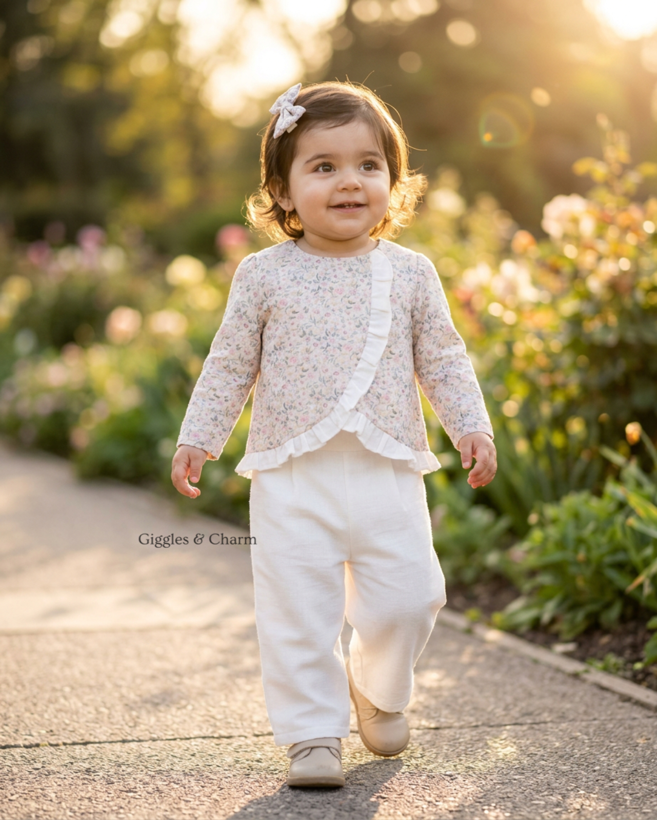 Floral Ruffle Wrap Top & Pants Set