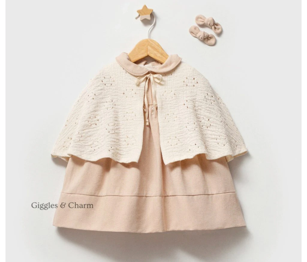 Ruffle Dress with Knit Cape set