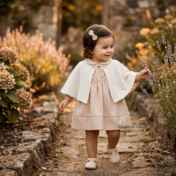 Ruffle Dress with Knit Cape set