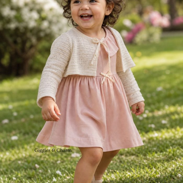 Ruffle Collar Dress & Cardigan set