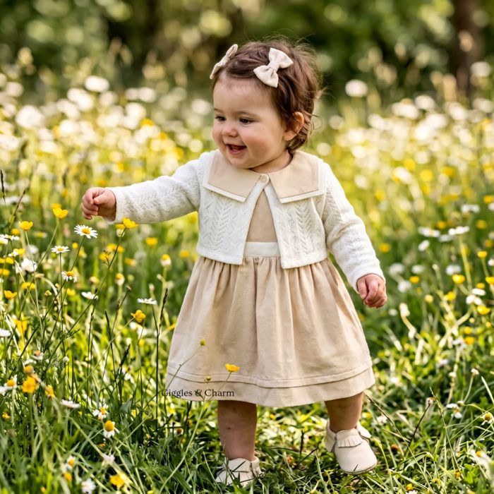Sailor Collar Dress & Cardigan Set