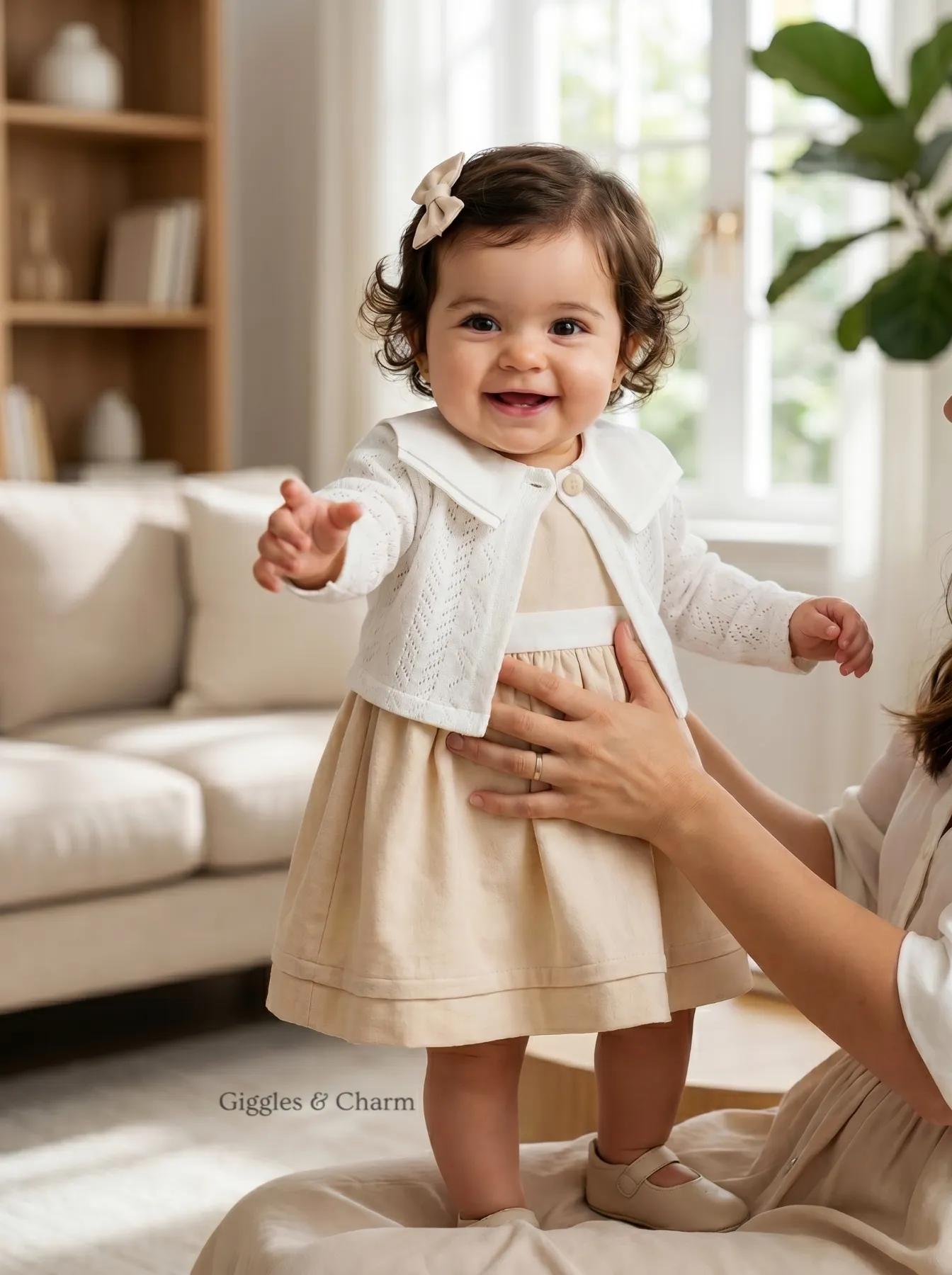 Sailor Collar Dress & Cardigan Set