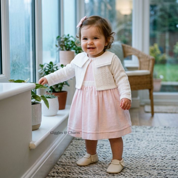 Sailor Collar Dress & Cardigan Set