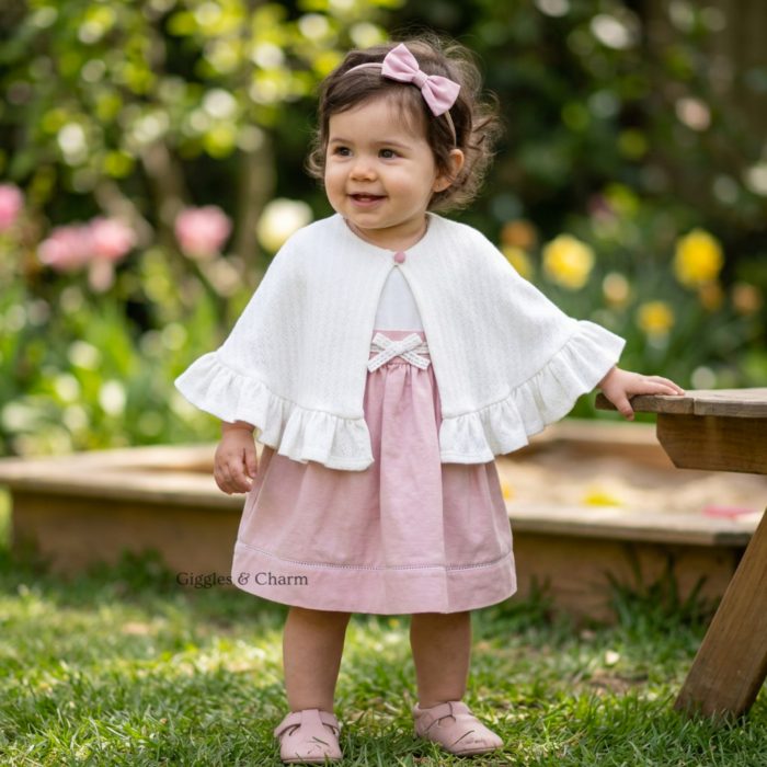 Pink Dress with Knit Capelet set