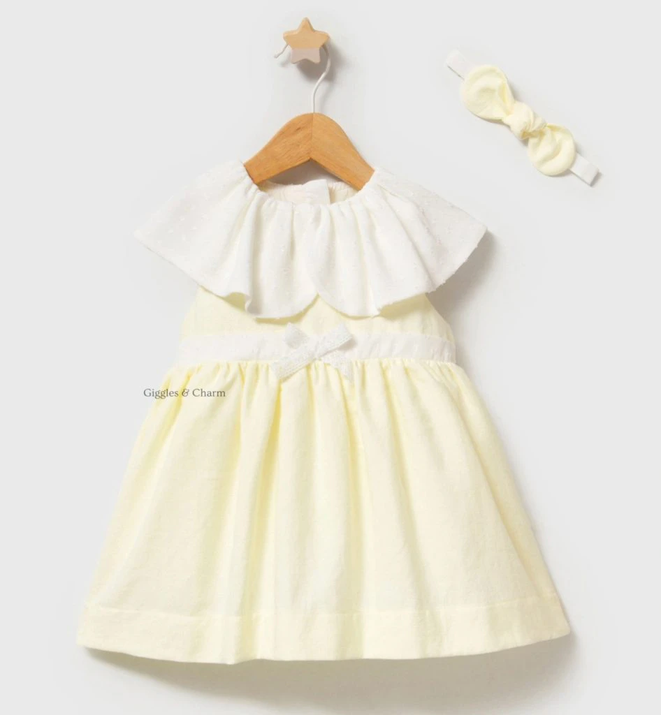 Yellow Dress with Oversized White Collar