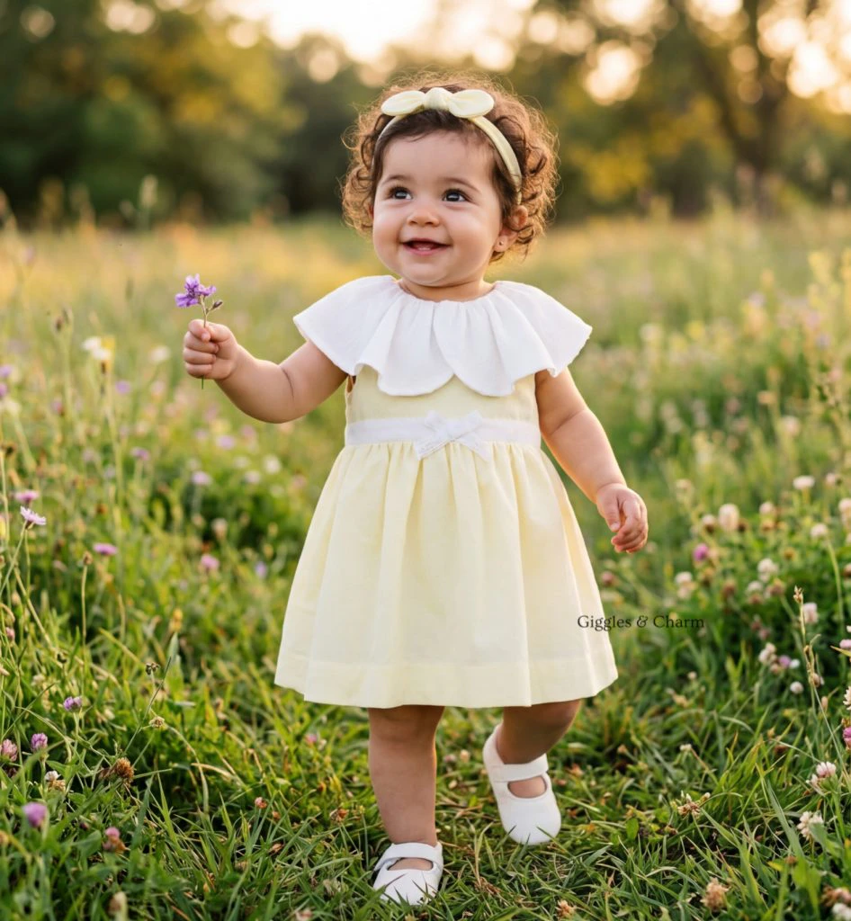 Yellow Dress with Oversized White Collar