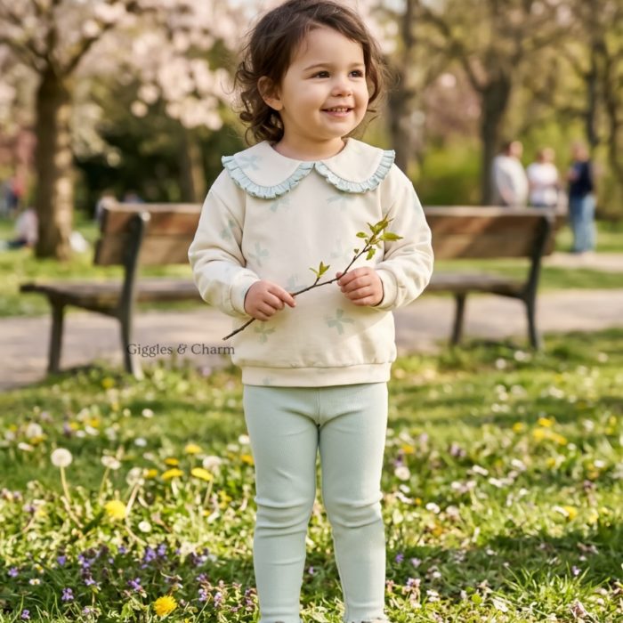 Bow Print Top and Leggings Set