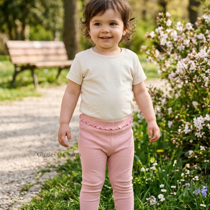 Ribbed Lettuce-Edge Leggings