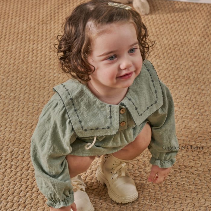 Embroidered Muslin Dress with Purse