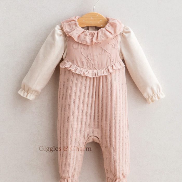2-Piece Ruffle collar Overalls set