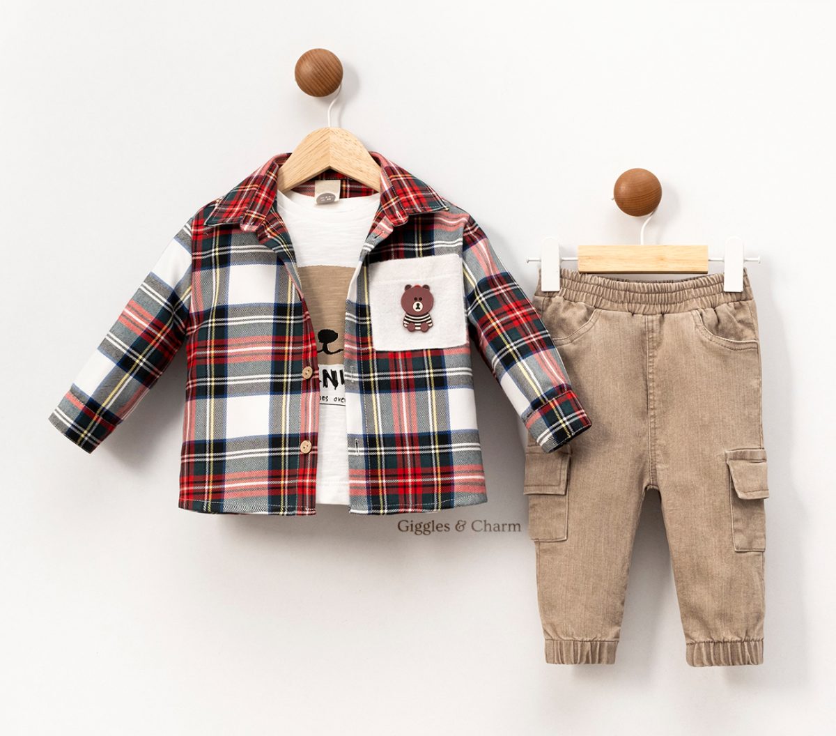 3 Piece Flannel Shirt and Jeans set