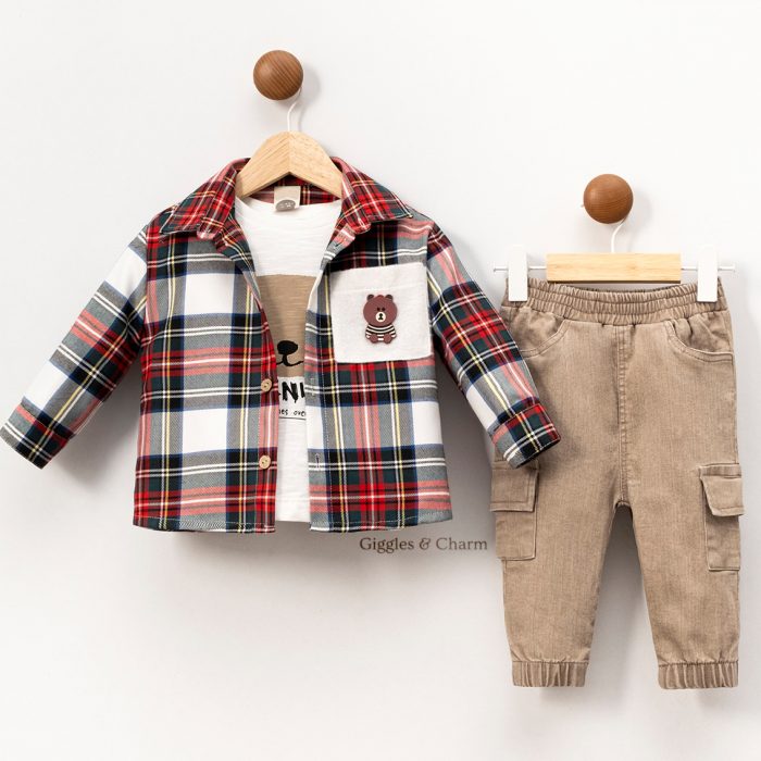 3 Piece Flannel Shirt and Jeans set
