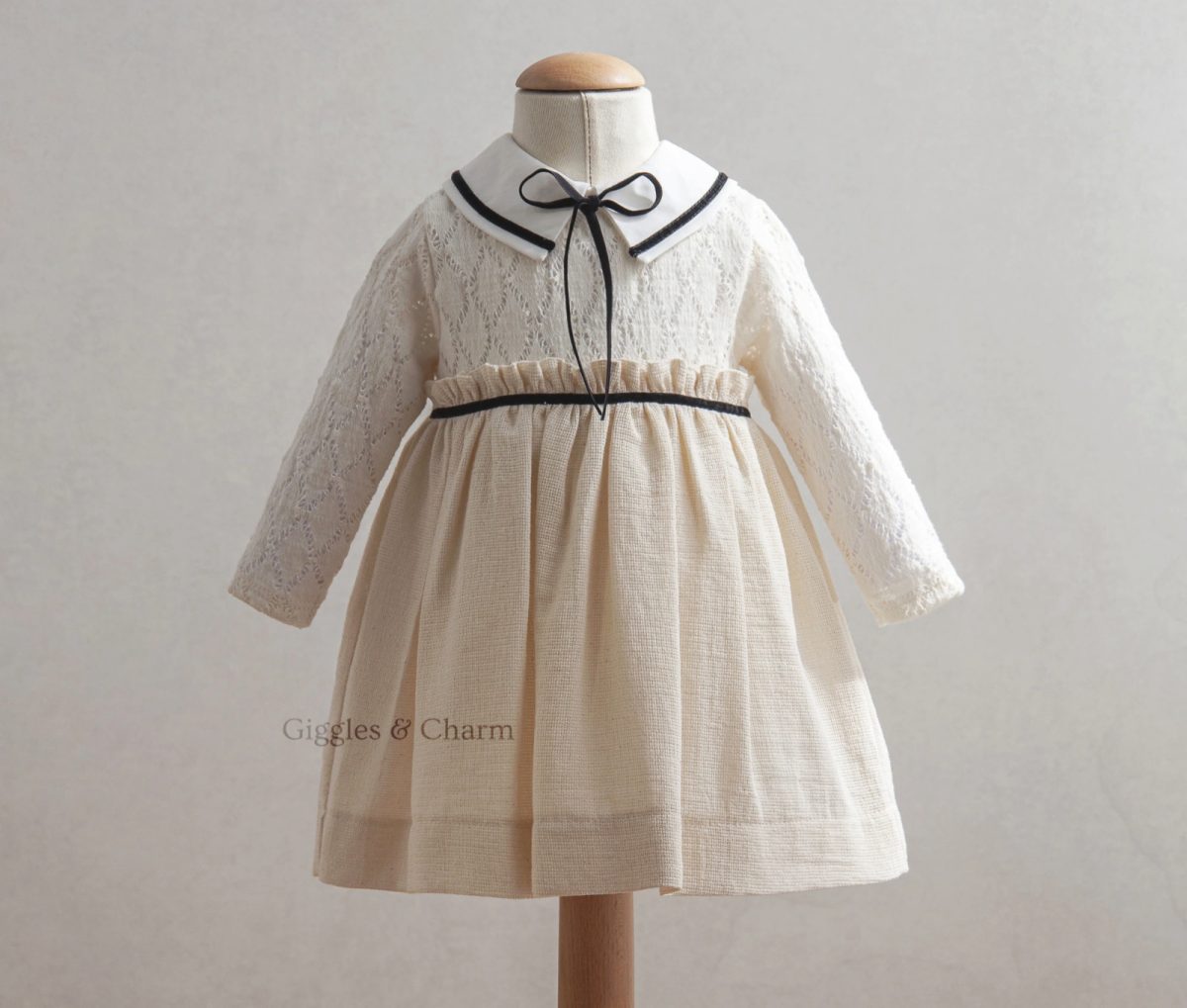Bow detail cotton dress