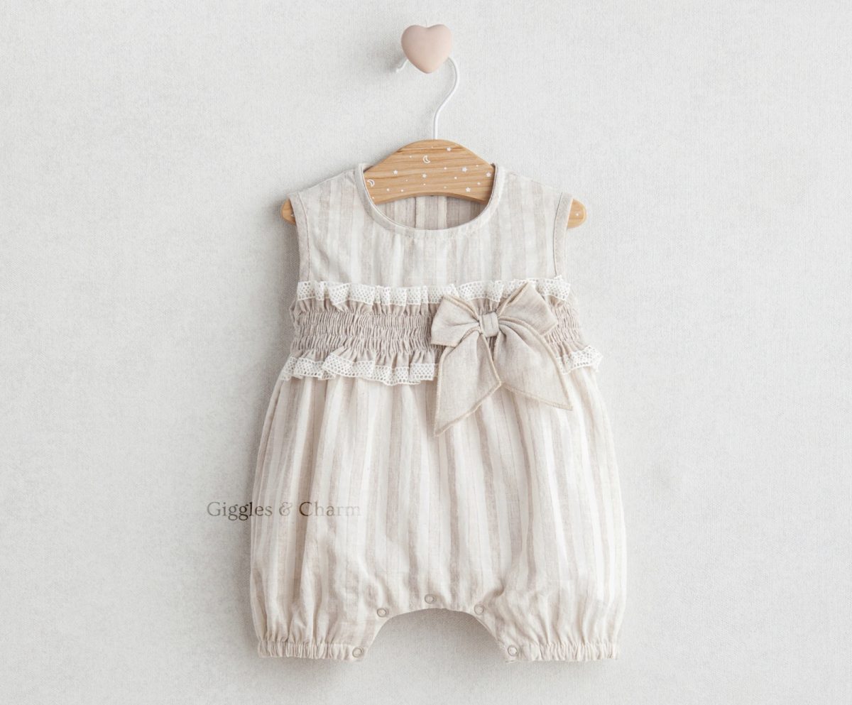 Cotton Bow Bubble Romper - Image 3