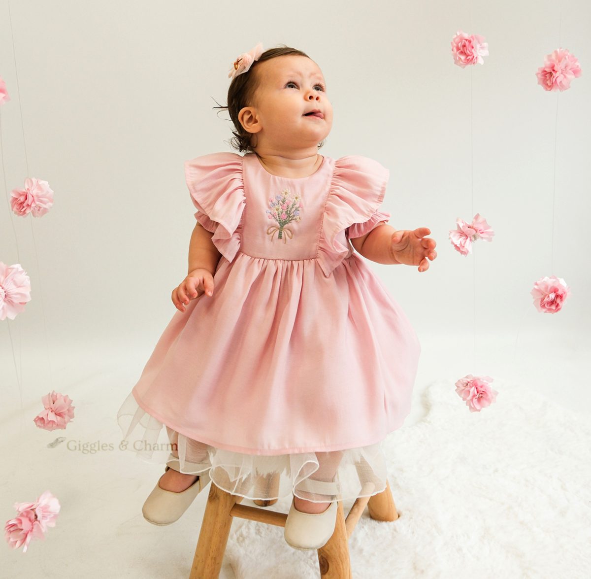 Embroidered bouquet dress