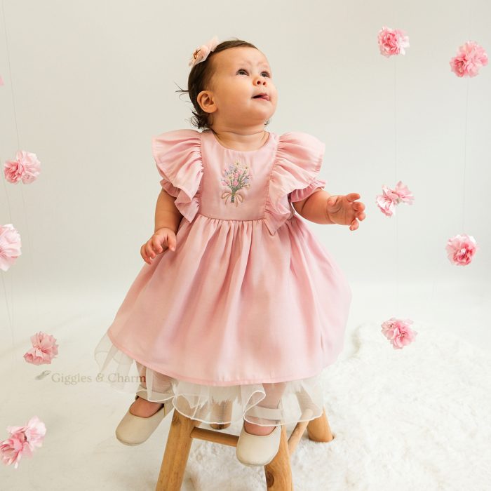 Embroidered bouquet dress