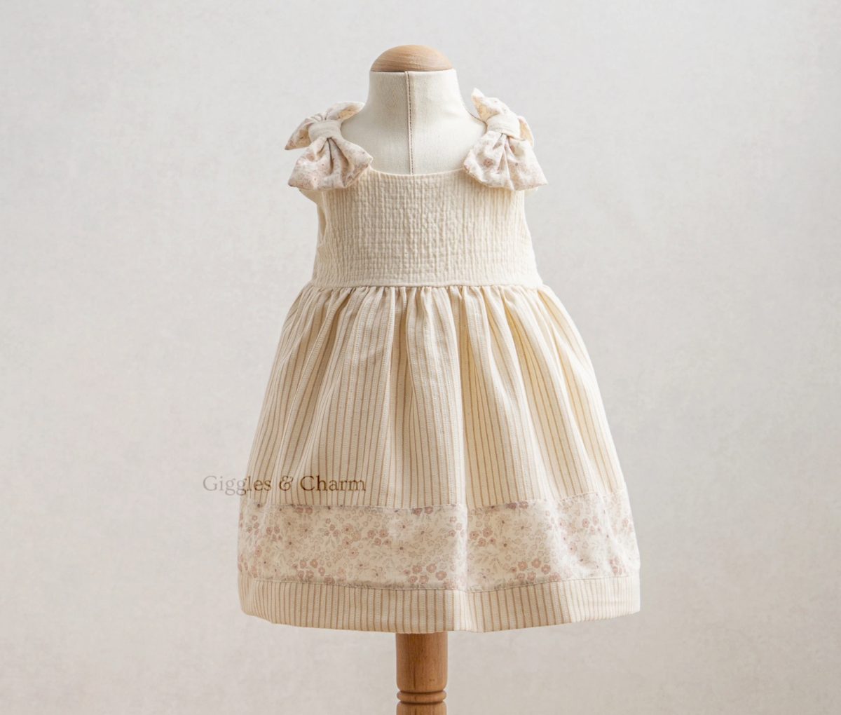 Floral bow cotton dress