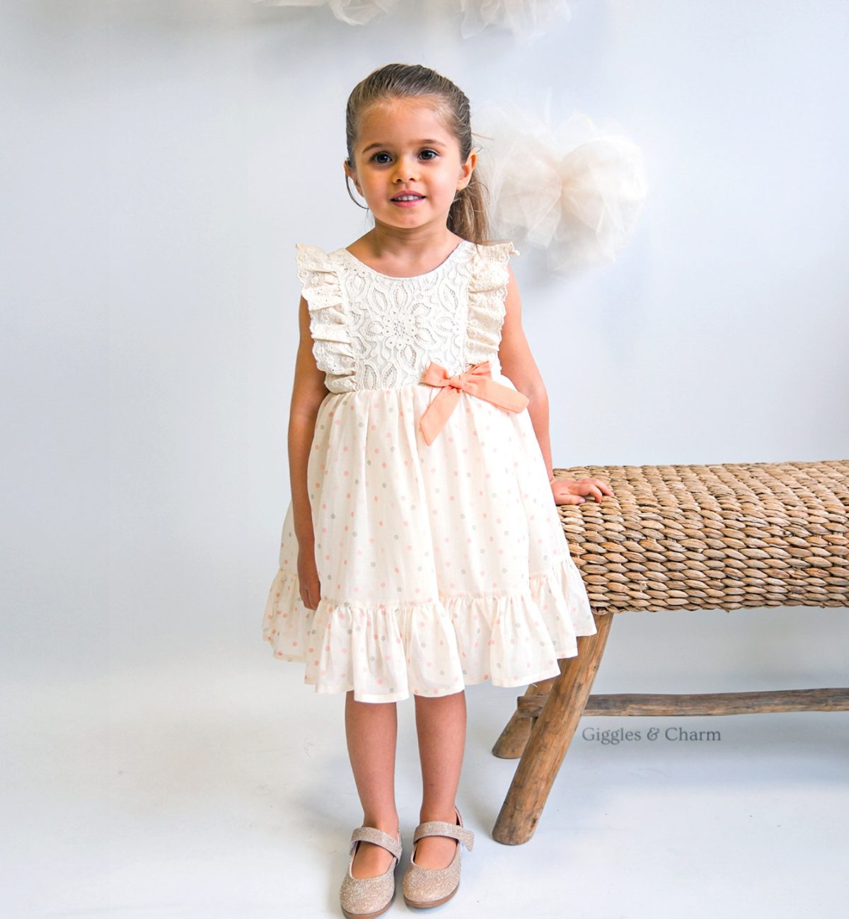 Mini dotted bow dress