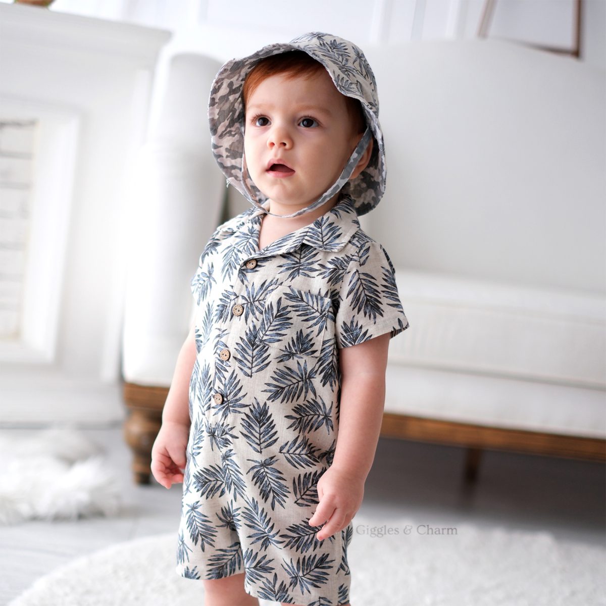 Tropical Romper with matching hat
